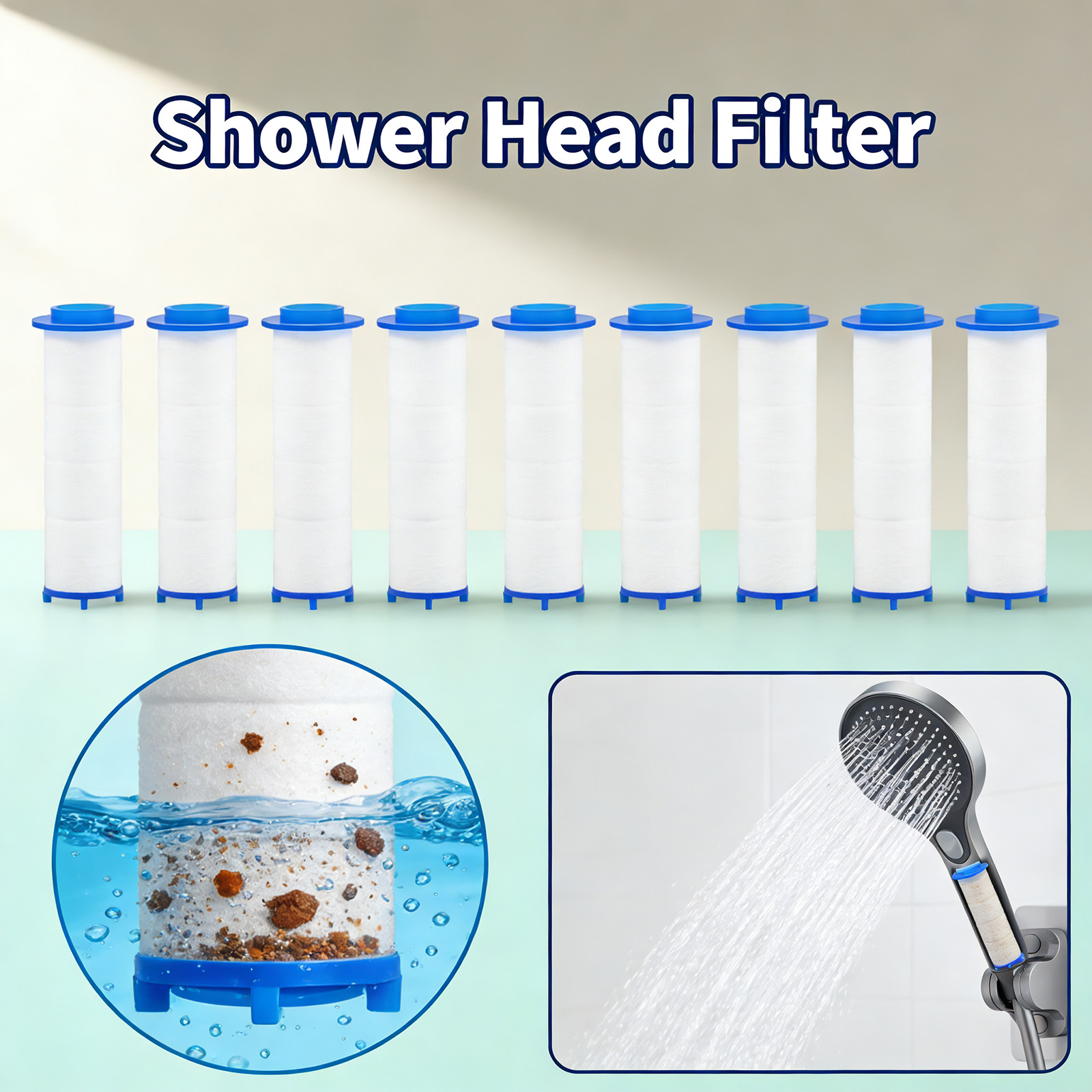 Water Filter Cartridge - 20 adet yedek duş filtresi kartuşu