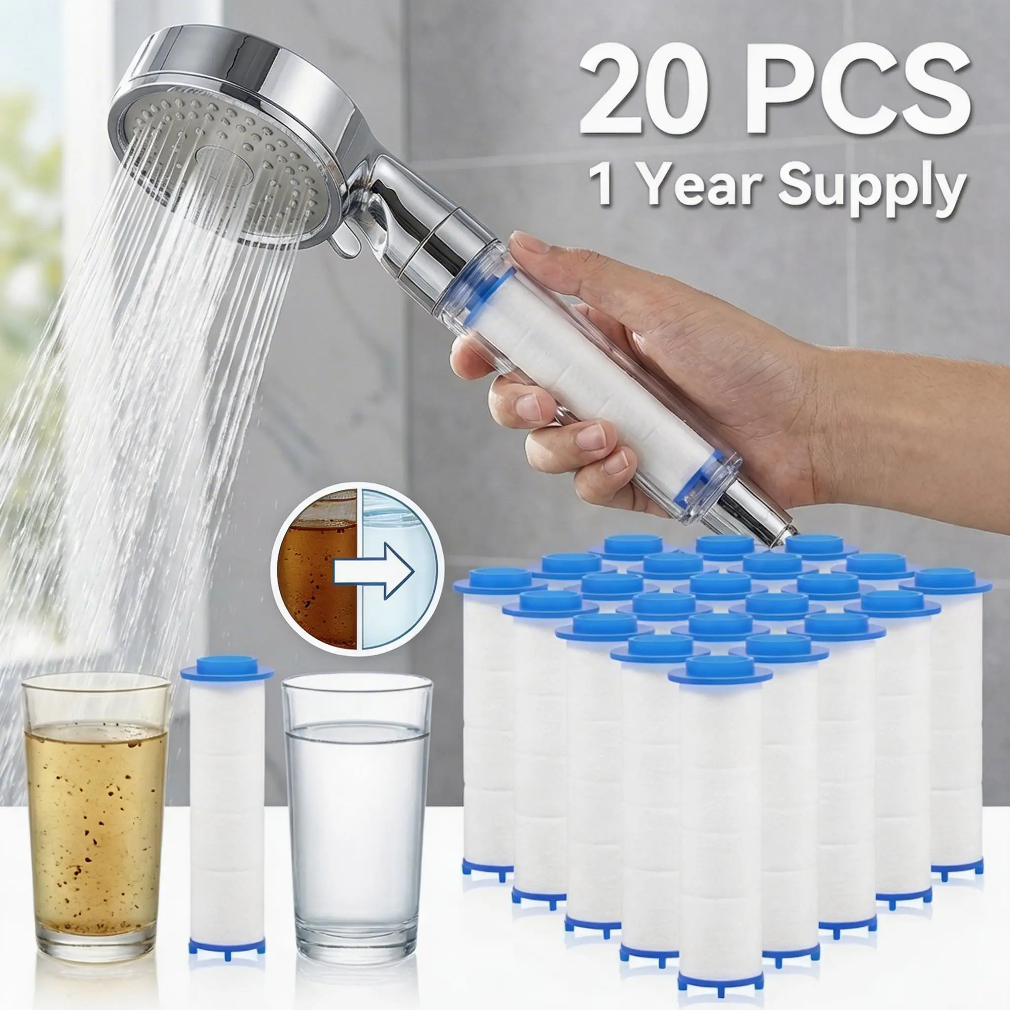 Water Filter Cartridge - 20 Adet Duş Başlığı Filtresi PP