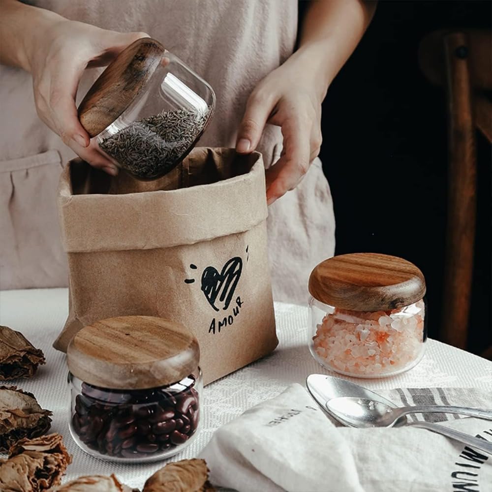 Ahşap Cam Gıda Kapları - Küçük - Coffee X incelemesi ve fiyatı